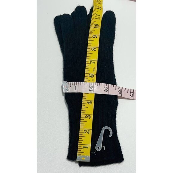 Frye Leather Patch Long Knit Wool Gloves Frye Stamped Black Large / Extra Large - Picture 6 of 6